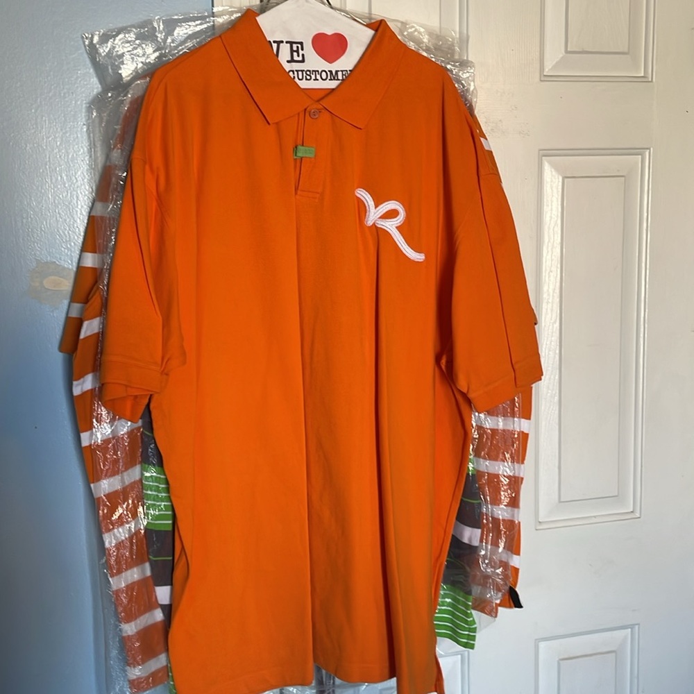 Three X men’s Rocawear orange polo